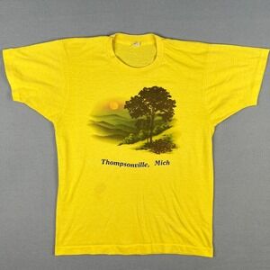 VTG 80s Thompsonville Michigan T Shirt Fits M Screen Stars‎ Nature Single Stitch